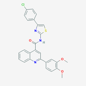 molecular formula C27H20ClN3O3S B335342 N-[4-(4-chlorophenyl)-1,3-thiazol-2-yl]-2-(3,4-dimethoxyphenyl)-4-quinolinecarboxamide 