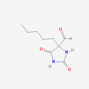 molecular formula C9H14N2O3 B3353427 2,5-Dioxo-4-pentylimidazolidine-4-carbaldehyde CAS No. 5454-68-2