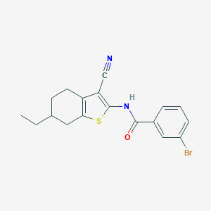 molecular formula C18H17BrN2OS B335344 3-bromo-N-(3-cyano-6-ethyl-4,5,6,7-tetrahydro-1-benzothiophen-2-yl)benzamide 