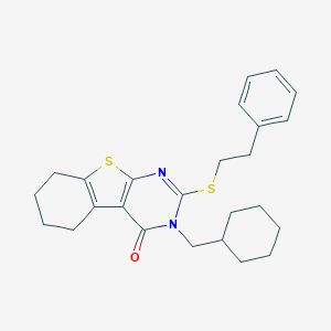 molecular formula C25H30N2OS2 B335346 3-(cyclohexylmethyl)-2-[(2-phenylethyl)sulfanyl]-5,6,7,8-tetrahydro[1]benzothieno[2,3-d]pyrimidin-4(3H)-one 