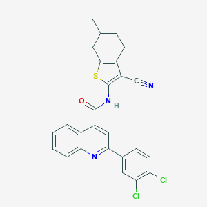 molecular formula C26H19Cl2N3OS B335350 N-(3-cyano-6-methyl-4,5,6,7-tetrahydro-1-benzothiophen-2-yl)-2-(3,4-dichlorophenyl)quinoline-4-carboxamide 