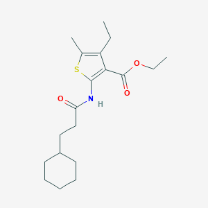 molecular formula C19H29NO3S B335356 Ethyl 2-[(3-cyclohexylpropanoyl)amino]-4-ethyl-5-methyl-3-thiophenecarboxylate 