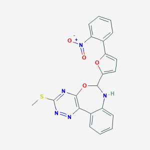 molecular formula C21H15N5O4S B335363 6-(5-{2-Nitrophenyl}-2-furyl)-3-(methylsulfanyl)-6,7-dihydro[1,2,4]triazino[5,6-d][3,1]benzoxazepine 