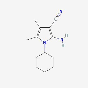 molecular formula C13H19N3 B3353669 2-amino-1-cyclohexyl-4,5-dimethyl-1H-pyrrole-3-carbonitrile CAS No. 55817-74-8