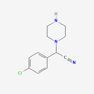 molecular formula C12H14ClN3 B3353671 2-(4-Chlorophenyl)-2-(piperazin-1-YL)acetonitrile CAS No. 55829-50-0