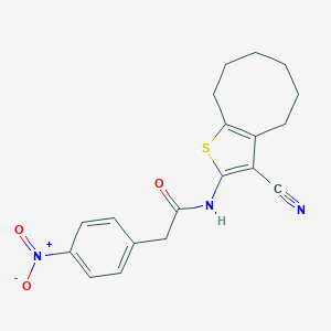 molecular formula C19H19N3O3S B335368 N-(3-cyano-4,5,6,7,8,9-hexahydrocycloocta[b]thiophen-2-yl)-2-(4-nitrophenyl)acetamide 