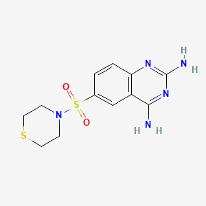 molecular formula C12H15N5O2S2 B3353680 6-(Thiomorpholine-4-sulfonyl)-quinazoline-2,4-diamine CAS No. 56044-16-7