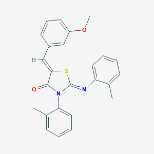 molecular formula C25H22N2O2S B335369 5-(3-Methoxybenzylidene)-3-(2-methylphenyl)-2-[(2-methylphenyl)imino]-1,3-thiazolidin-4-one 