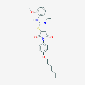 1-[4-(hexyloxy)phenyl]-2,5-dioxo-3-pyrrolidinyl N-ethyl-N'-(2-methoxyphenyl)imidothiocarbamate