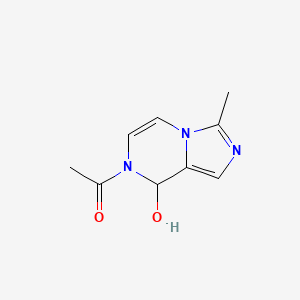 molecular formula C9H11N3O2 B3353731 1-(8-hydroxy-3-methyl-8H-imidazo[1,5-a]pyrazin-7-yl)ethanone CAS No. 56468-10-1