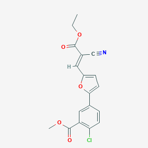 molecular formula C18H14ClNO5 B335379 Methyl 2-chloro-5-[5-(2-cyano-3-ethoxy-3-oxo-1-propenyl)-2-furyl]benzoate 