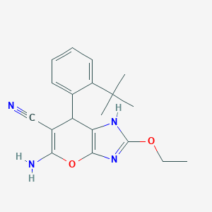 molecular formula C19H22N4O2 B335388 5-Amino-7-(2-tert-butylphenyl)-2-ethoxy-3,7-dihydropyrano[2,3-d]imidazole-6-carbonitrile 