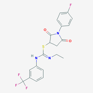 molecular formula C20H17F4N3O2S B335389 1-(4-fluorophenyl)-2,5-dioxopyrrolidin-3-yl N-ethyl-N'-[3-(trifluoromethyl)phenyl]carbamimidothioate 