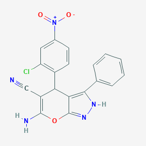 molecular formula C19H12ClN5O3 B335391 6-Amino-4-(2-chloro-4-nitrophenyl)-3-phenyl-2,4-dihydropyrano[2,3-c]pyrazole-5-carbonitrile 