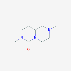 molecular formula C9H17N3O B3353919 2,7-Dimethyloctahydro-6H-pyrazino[1,2-C]pyrimidin-6-one CAS No. 56926-25-1