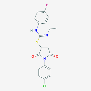 molecular formula C19H17ClFN3O2S B335396 1-(4-chlorophenyl)-2,5-dioxopyrrolidin-3-yl N-ethyl-N'-(4-fluorophenyl)carbamimidothioate 