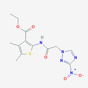 molecular formula C13H15N5O5S B335405 ethyl 2-[({3-nitro-1H-1,2,4-triazol-1-yl}acetyl)amino]-4,5-dimethyl-3-thiophenecarboxylate 