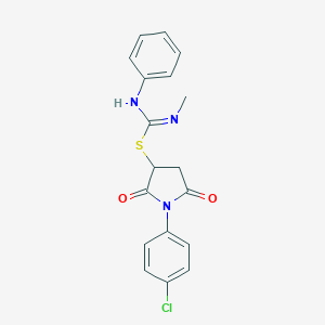 molecular formula C18H16ClN3O2S B335411 1-(4-chlorophenyl)-2,5-dioxopyrrolidin-3-yl N-methyl-N'-phenylcarbamimidothioate 