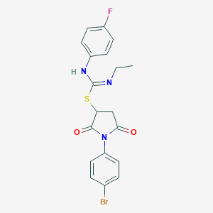 molecular formula C19H17BrFN3O2S B335416 1-(4-bromophenyl)-2,5-dioxopyrrolidin-3-yl N-ethyl-N'-(4-fluorophenyl)carbamimidothioate 