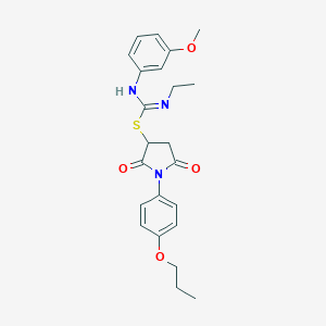 molecular formula C23H27N3O4S B335417 2,5-dioxo-1-(4-propoxyphenyl)pyrrolidin-3-yl N-ethyl-N'-(3-methoxyphenyl)carbamimidothioate 