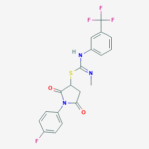 molecular formula C19H15F4N3O2S B335422 1-(4-fluorophenyl)-2,5-dioxo-3-pyrrolidinyl N-methyl-N'-[3-(trifluoromethyl)phenyl]imidothiocarbamate 
