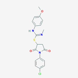 molecular formula C19H18ClN3O3S B335426 1-(4-chlorophenyl)-2,5-dioxopyrrolidin-3-yl N'-(4-methoxyphenyl)-N-methylcarbamimidothioate 