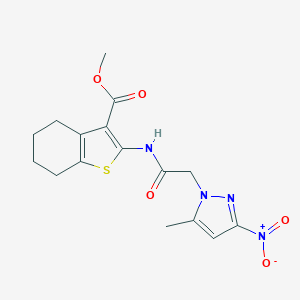 molecular formula C16H18N4O5S B335428 methyl 2-[({3-nitro-5-methyl-1H-pyrazol-1-yl}acetyl)amino]-4,5,6,7-tetrahydro-1-benzothiophene-3-carboxylate 
