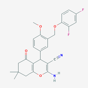 2-amino-4-{3-[(2,4-difluorophenoxy)methyl]-4-methoxyphenyl}-7,7-dimethyl-5-oxo-5,6,7,8-tetrahydro-4H-chromene-3-carbonitrile
