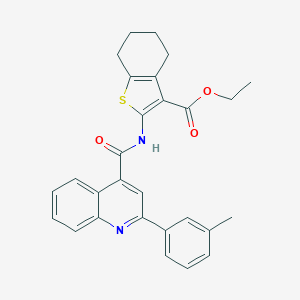 molecular formula C28H26N2O3S B335434 Ethyl 2-({[2-(3-methylphenyl)-4-quinolinyl]carbonyl}amino)-4,5,6,7-tetrahydro-1-benzothiophene-3-carboxylate 