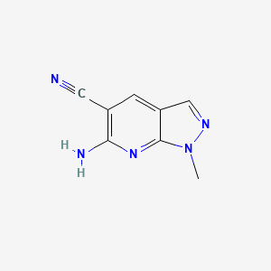 molecular formula C8H7N5 B3354391 6-Amino-1-methyl-1H-pyrazolo[3,4-b]pyridine-5-carbonitrile CAS No. 59026-60-7