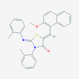 molecular formula C29H24N2O2S B335441 5-[(2-Methoxy-1-naphthyl)methylene]-3-(2-methylphenyl)-2-[(2-methylphenyl)imino]-1,3-thiazolidin-4-one 