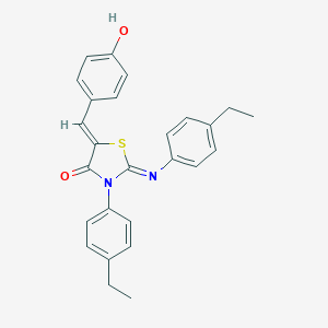 molecular formula C26H24N2O2S B335453 3-(4-Ethylphenyl)-2-[(4-ethylphenyl)imino]-5-(4-hydroxybenzylidene)-1,3-thiazolidin-4-one 