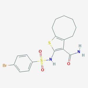 molecular formula C17H19BrN2O3S2 B335457 2-{[(4-Bromophenyl)sulfonyl]amino}-4,5,6,7,8,9-hexahydrocycloocta[b]thiophene-3-carboxamide 