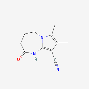 molecular formula C11H13N3O B3354574 7,8-Dimethyl-2-oxo-2,3,4,5-tetrahydro-1H-pyrrolo(1,2-a)(1,3)diazepine-9-carbonitrile CAS No. 60138-29-6