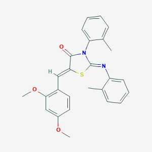molecular formula C26H24N2O3S B335458 5-(2,4-Dimethoxybenzylidene)-3-(2-methylphenyl)-2-[(2-methylphenyl)imino]-1,3-thiazolidin-4-one 