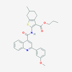 molecular formula C30H30N2O4S B335460 Propyl 2-({[2-(3-methoxyphenyl)-4-quinolinyl]carbonyl}amino)-6-methyl-4,5,6,7-tetrahydro-1-benzothiophene-3-carboxylate 