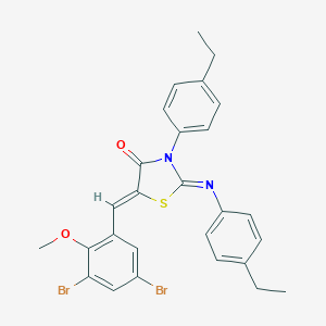 molecular formula C27H24Br2N2O2S B335463 5-(3,5-Dibromo-2-methoxybenzylidene)-3-(4-ethylphenyl)-2-[(4-ethylphenyl)imino]-1,3-thiazolidin-4-one 