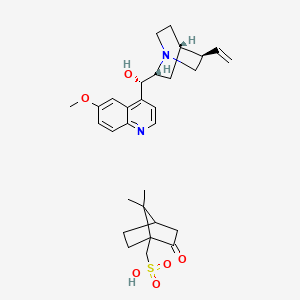 molecular formula C30H40N2O6S B3354687 (7,7-Dimethyl-2-oxo-1-bicyclo[2.2.1]heptanyl)methanesulfonic acid;(S)-[(2R,4S,5R)-5-ethenyl-1-azabicyclo[2.2.2]octan-2-yl]-(6-methoxyquinolin-4-yl)methanol CAS No. 60662-74-0