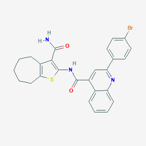 2-(4-bromophenyl)-N-(3-carbamoyl-5,6,7,8-tetrahydro-4H-cyclohepta[b]thiophen-2-yl)quinoline-4-carboxamide