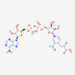 molecular formula C24H30N6O17P2 B033548 3-[1-[(2R,3R,4S,5R)-5-[[[[(2R,3S,4R,5R)-5-(6-aminopurin-9-yl)-3,4-dihydroxyoxolan-2-yl]methoxy-hydroxyphosphoryl]oxy-hydroxyphosphoryl]oxymethyl]-3,4-dihydroxyoxolan-2-yl]-3-formyl-4H-pyridin-4-yl]-2-oxopropanoic acid CAS No. 110241-41-3