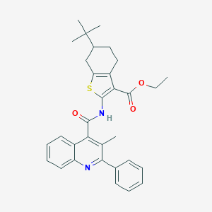 molecular formula C32H34N2O3S B335480 Ethyl 6-tert-butyl-2-{[(3-methyl-2-phenyl-4-quinolinyl)carbonyl]amino}-4,5,6,7-tetrahydro-1-benzothiophene-3-carboxylate 