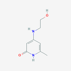 molecular formula C8H12N2O2 B3354802 2(1H)-Pyridinone, 4-[(2-hydroxyethyl)amino]-6-methyl- CAS No. 61191-00-2