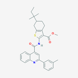 Methyl 6-(2-methylbutan-2-yl)-2-[[2-(3-methylphenyl)quinoline-4-carbonyl]amino]-4,5,6,7-tetrahydro-1-benzothiophene-3-carboxylate