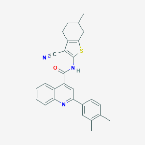 molecular formula C28H25N3OS B335482 N-(3-cyano-6-methyl-4,5,6,7-tetrahydro-1-benzothiophen-2-yl)-2-(3,4-dimethylphenyl)quinoline-4-carboxamide 