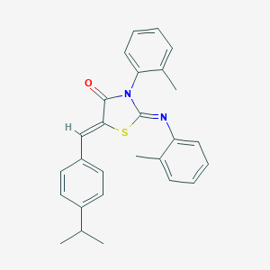 molecular formula C27H26N2OS B335486 5-(4-Isopropylbenzylidene)-3-(2-methylphenyl)-2-[(2-methylphenyl)imino]-1,3-thiazolidin-4-one 
