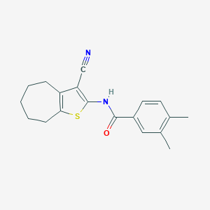 molecular formula C19H20N2OS B335487 N-(3-cyano-5,6,7,8-tetrahydro-4H-cyclohepta[b]thiophen-2-yl)-3,4-dimethylbenzamide 