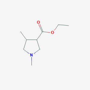 molecular formula C9H17NO2 B3354911 3-Pyrrolidinecarboxylic acid, 1,4-dimethyl-, ethyl ester CAS No. 61334-17-6