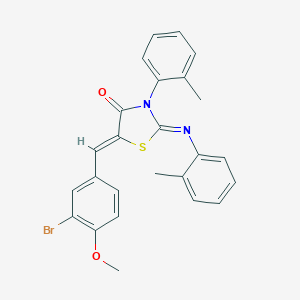 molecular formula C25H21BrN2O2S B335494 5-(3-Bromo-4-methoxybenzylidene)-3-(2-methylphenyl)-2-[(2-methylphenyl)imino]-1,3-thiazolidin-4-one 