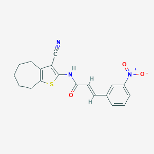 (2E)-N-(3-cyano-5,6,7,8-tetrahydro-4H-cyclohepta[b]thiophen-2-yl)-3-(3-nitrophenyl)prop-2-enamide