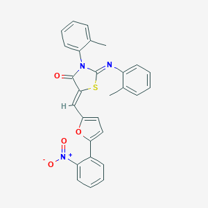 molecular formula C28H21N3O4S B335501 5-[(5-{2-Nitrophenyl}-2-furyl)methylene]-3-(2-methylphenyl)-2-[(2-methylphenyl)imino]-1,3-thiazolidin-4-one 